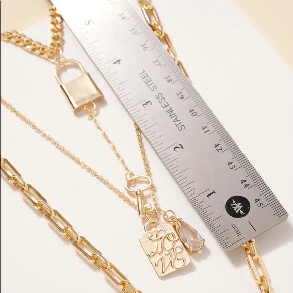 Elle Lock Charms Multi Layered Necklace - Picture 6 of 7